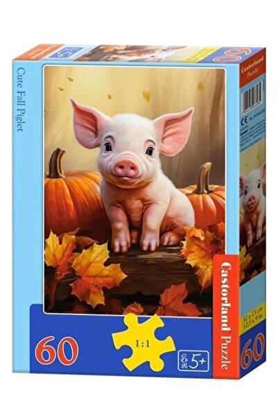 Castorland Puzzle Castorland, Cute Fall Piglet, 60 piese, pentru copii, 5+ ani