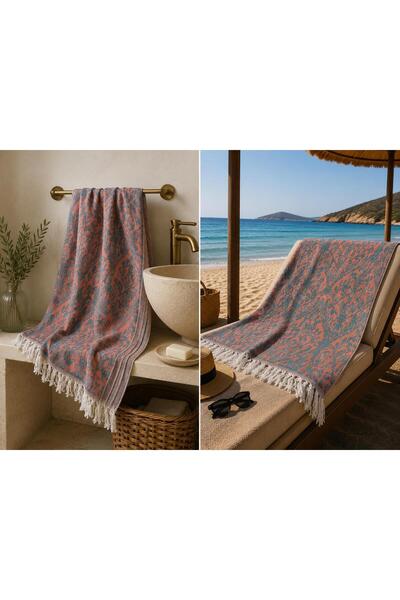 Missi Ege Esintisi Saray Jacquard Διπλής Όψης Πεστεμάλ - Σολομός - 100% Βαμβά...