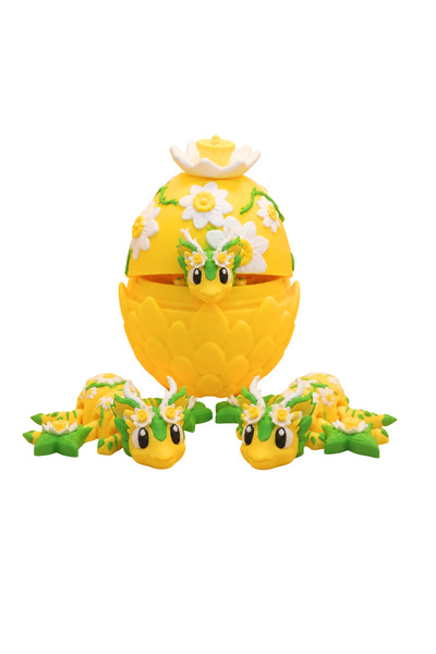 Eva Prints Set Figurine Ou Floral cu Mini Dragon Articulat, Verde și Galben, ...