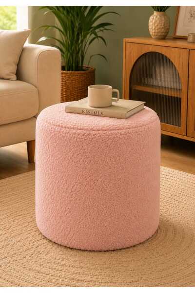 PufyHome Dublin Etna Nil Peluş Çok Amaçlı Dekoratif Puf koltuk GÜL KURUSU SİL...