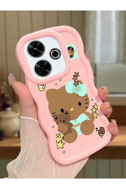 Hontinga Redmi 13 4g Compatible Case Camera Protector Pink Silicone Couple Ph...