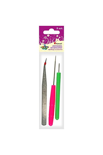 OEM Set de instrumente din titan pentru quilling, 3 piese. – ac, spit, penseta