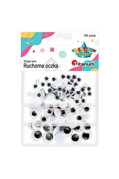 OEM Titanum Ochi fără adeziv, negru, mix de 3 mărimi, 105 bucăți.