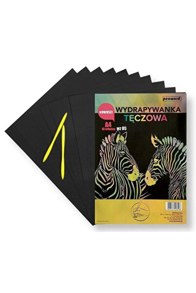 PENWORD Set scratch art (foi de zgariat) A4, cu efect curcubeu, cu 2 ustensil...