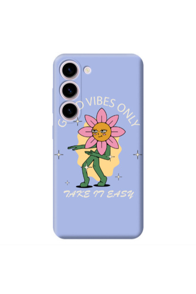 Other Samsung S23 Good Vibes Only Light Purple Colored Silicone TPU Θήκη