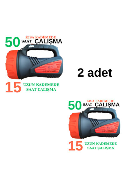 ARWOAN 2 ADET 50 Saat Kademeli 15 Saat Güçlü LED El Feneri Şarjlı Uzun Ömürlü...
