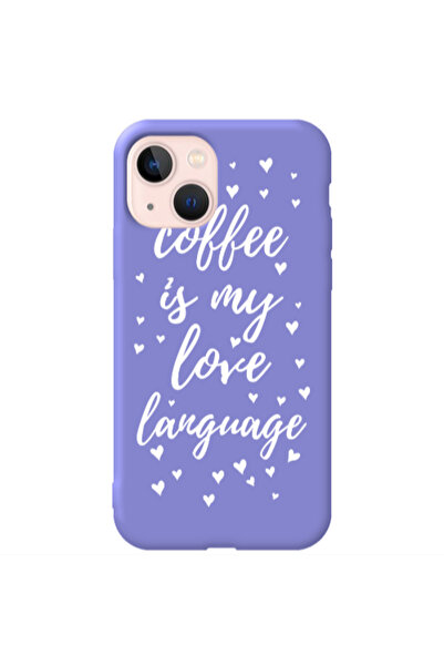 Other Apple iPhone 13 Coffe is my love language Purple Colored Silicone TPU Θήκη
