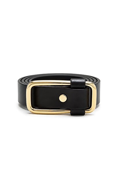 SHAKA Black Shk3012 Women's Thick Faux Leather Waist Belt with Silver Buckle