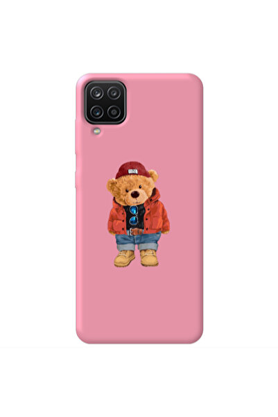 Other Samsung A12 Bear in a hat Pink Colored Silicone TPU Θήκη