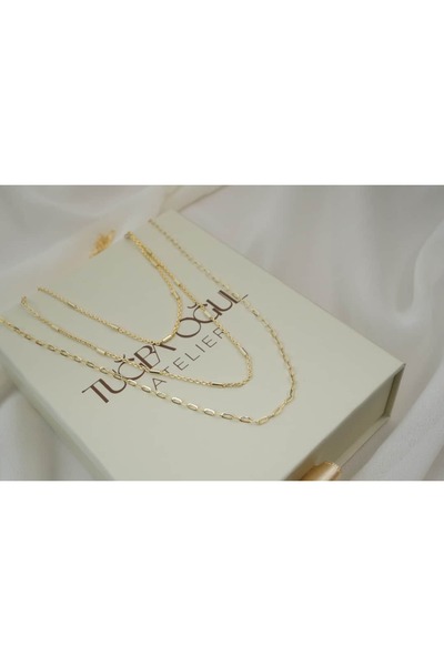 ATELİER TUĞBA Kol616 3-Layered Necklace Set with Attachments and Pipe Details