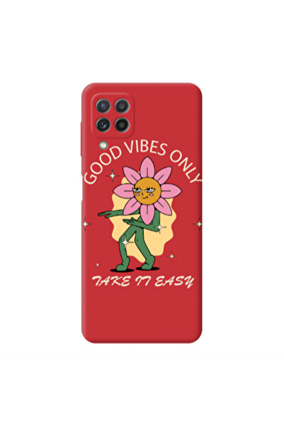 Other Samsung A22 4G Good Vibes Only Red Colored Silicone TPU Θήκη