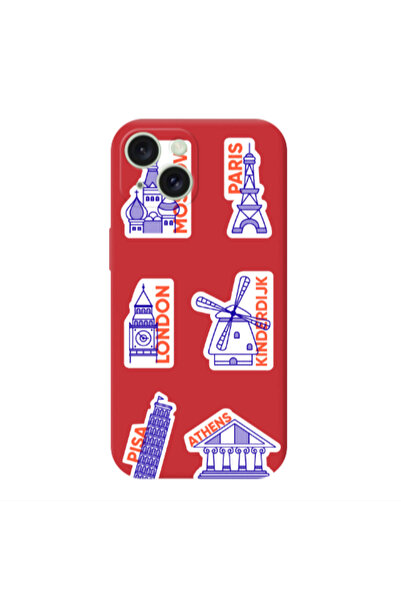 Other Apple iPhone 15 Plus Pisa Athens Red Colored Silicone TPU Θήκη