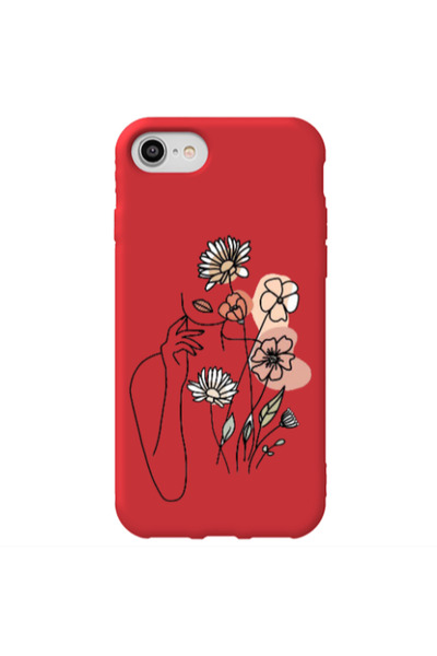 Other Apple iPhone SE 2020 Lady with Flowers Red Colored Silicone TPU Θήκη
