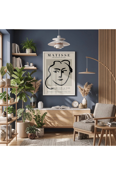 KOLAJTASARIM Matisse Line Art Tablou înrămat cu lemn alb Artă modernă Interio...