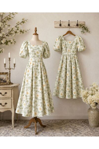 KÜÇÜĞÜM BUTİK Coffee Azalea Square Neck Dress