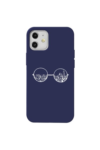 Other Apple iPhone 12 Sunglasses Dark blue Colored Silicone TPU Θήκη