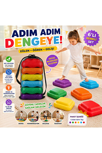 Cici Oyuncak 6’lı Çocuk Adım Taşı Denge ve Koordinasyon Oyunu – Renkli Motor ...