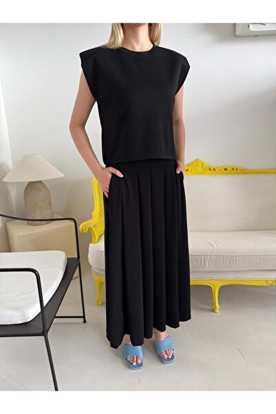 Bade Butik Black Pleated Modal Set