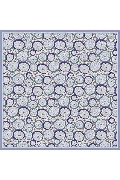Levidor Blue Daisy Pattern Sura Silk Scarf