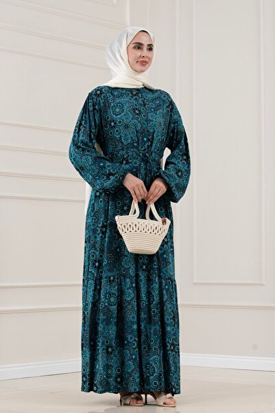 Sevitli Beli Tunnel Viscose Esra Dress-Blue