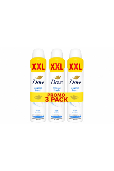 Dove Pachet 3 x Deodorant Antiperspirant Spray Classic Fresh XXL, 300 ml fiec...