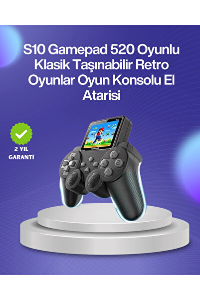 shopwave 500 Oyunlu Nostaljik El Tipi Oyun Konsolu, Taşınabilir Şarjlı Cihaz, Renkli Ekran ve TV Destekli