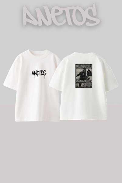 Anetos Λευκό μπλουζάκι με σχέδιο Jason Mask, τυπωμένο Unisex Oversize Fit