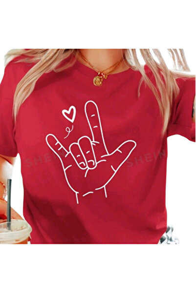 OEM Tricou casual dama, rosu, din lycra, cu imprimeu, 3XL
