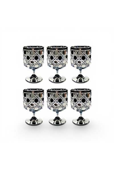 Kristal Market Handmade Cut Crystal Titanium Footed Water Soft Drink