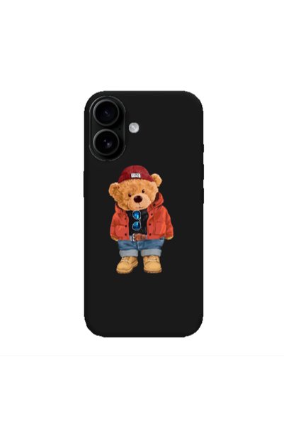 Other Apple Iphone 16 plus Bear in a hat Black Colored Silicone TPU Θήκη
