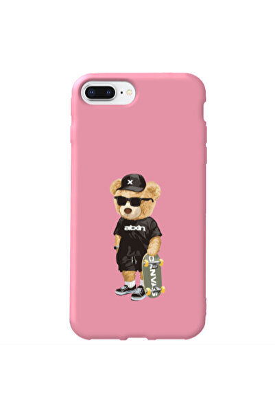 Other Apple iPhone 7 Plus Bear with glasses Pink Colored Silicone TPU Θήκη