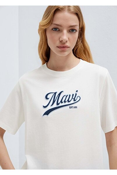 Mavi M1613565 Logo Embroidered T-Shirt Women's T-Shirt White