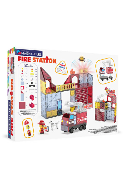 Magna Μαγνητικό Παιχνίδι Κατασκευών Magna-Tiles Πυροσβεστικός Σταθμός Σετ 50 ...
