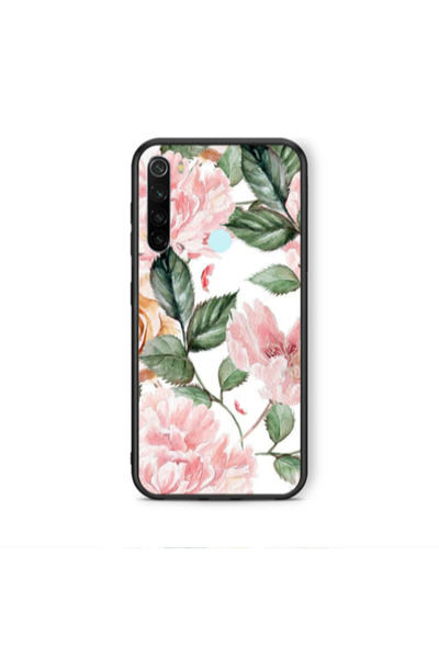 Other Xiaomi Redmi Note 8 Pink rose and laves Black Glossy Θήκη