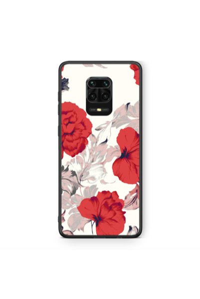 Other Xiaomi Redmi Note 9 Pro Red Flowers Black Glossy Θήκη