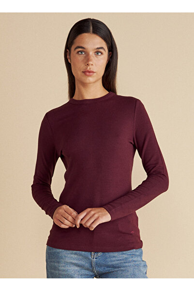 BROOKS BROTHERS Bordo Kadın Bluz Bisiklet Yaka Örme Yün Bluz