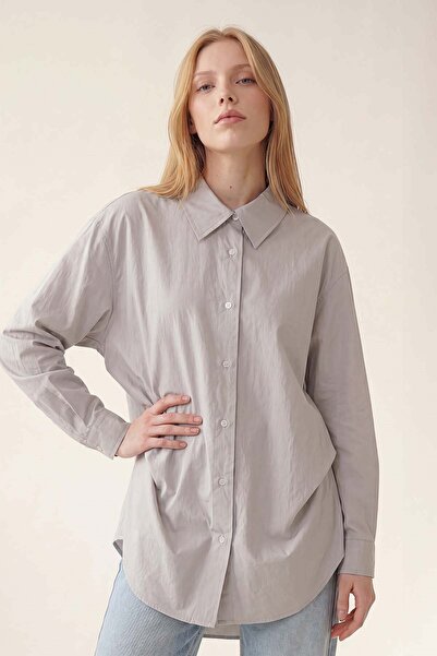 Levidor Light grey batwing sleeve poplin shirt