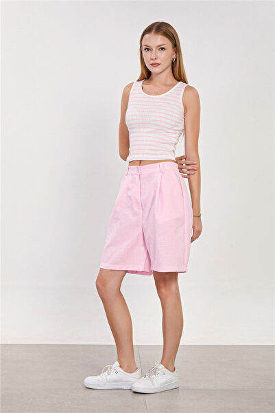 BARRELS AND OIL Women's Bermuda Shorts with Pockets - Pink