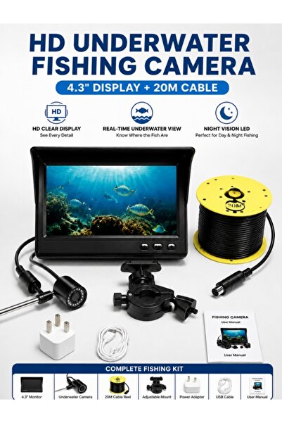 Kijarda HD Underwater Fishing Camera with 4.3" Display | 20M Cable Fish Finde...