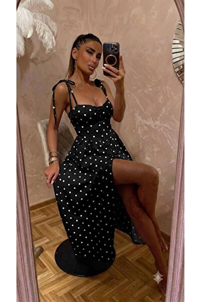 AndraRose Styles Rochie Positano Midi cu Buline și Bretele Reglabile