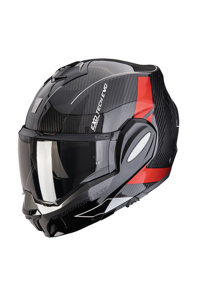 Scorpion Exo-Tech Evo Carbon CAD Çene Açılabilir Motosiklet Kaskı Siyah Kırmızı
