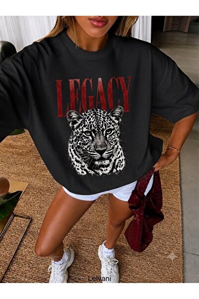LELVANİ KADIN LEGACY LİON ASLAN BASKILI BİSİKLET YAKA TİŞÖRT