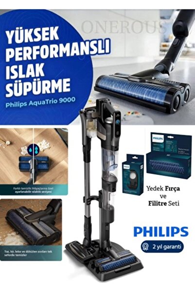 Philips Aqua Trio Islak & Kuru ve Mop Özellikli Kendini Temizleyen Dikey Süpü...