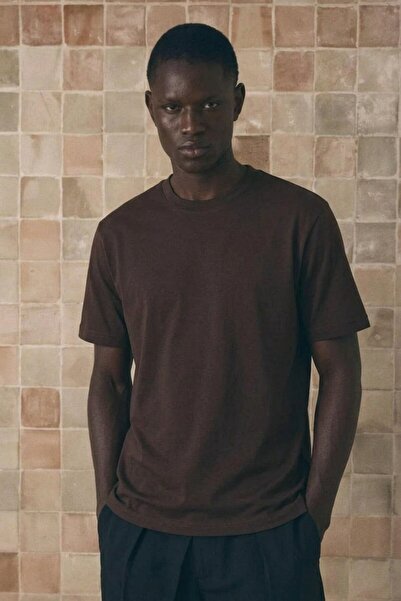 DAMGA JEANS Men's Classic Relaxed Fit Coffee T-Shirt