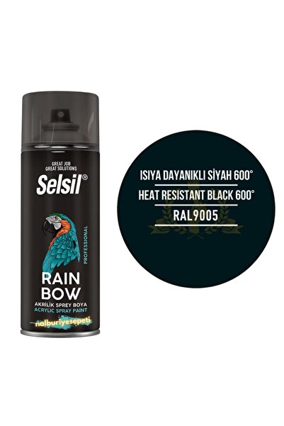 Selsil Isıya Dayanıklı Akrilik Sprey Boya SİYAH 400 ml. - RAL9005