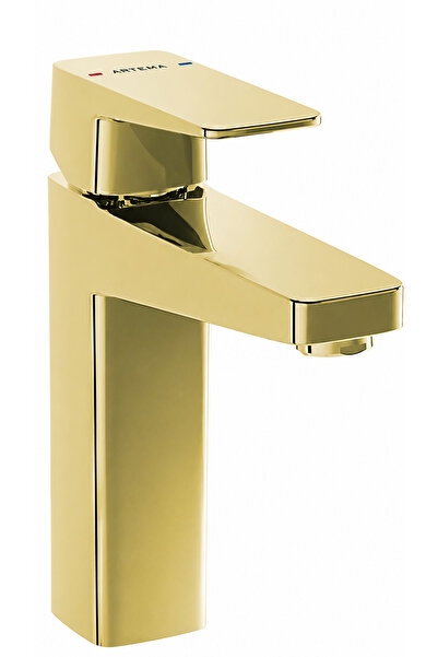 VitrA Artema Root Square A4273174 Lavabo Bataryası Yüksek, Soft Altın (Parlak)
