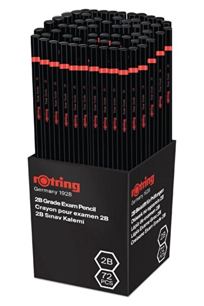 Rotring 2B Sınav Kalemi 72'li Kurşun Kalem Siyah Renkli Yüksek Kalite Yazım A...