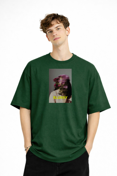 Generic Brand Blurry - Oversize Men's T-Shirt Khaki