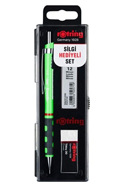 Rotring Tikky Okul Seti 0.5 mm Neon Yeşil Versatil Kalem + Silgi + Uç