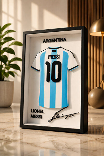 ESEN 3D GARAGE Messi Arjantin Forma Çerçevesi 3D Tasarım – Futbolseverlere Özel
